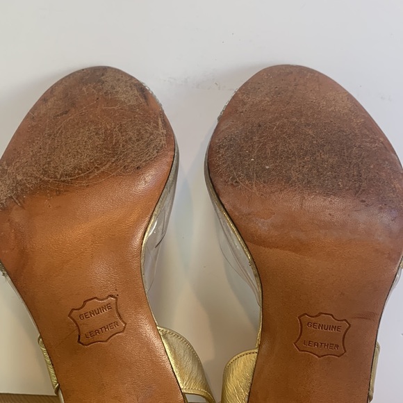 Size 6 Nordstrom Amano clear peep toe gold heels - Picture 6 of 6